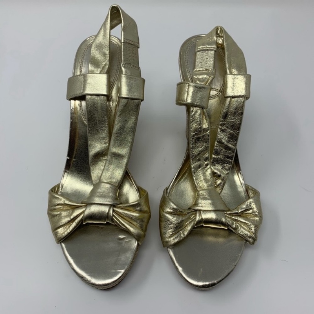 charles by Charles David Gold Wicker Wedges